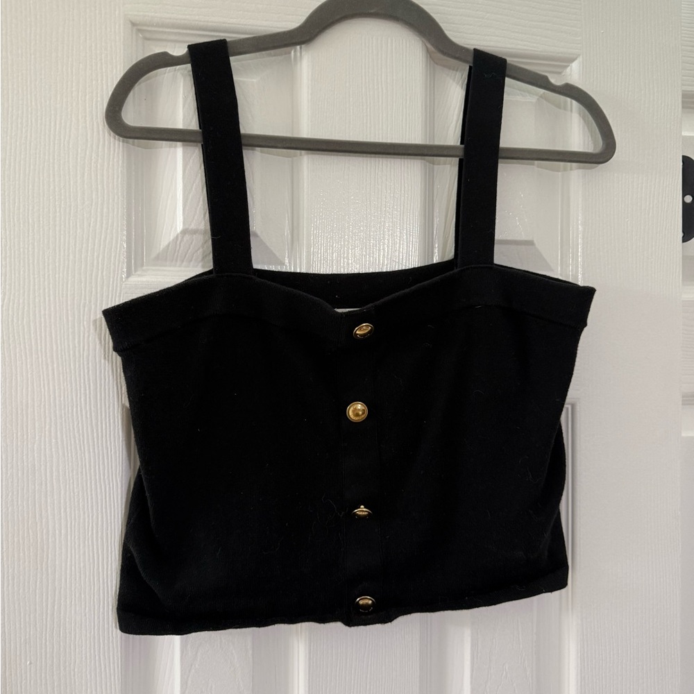 Michael Kors Black Tank Top with Gold Buttons